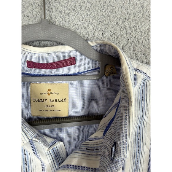 Tommy Bahama Jeans Long Sleeve Button Up Dress Shirt‎ Striped Mens XL Blue - Picture 2 of 9